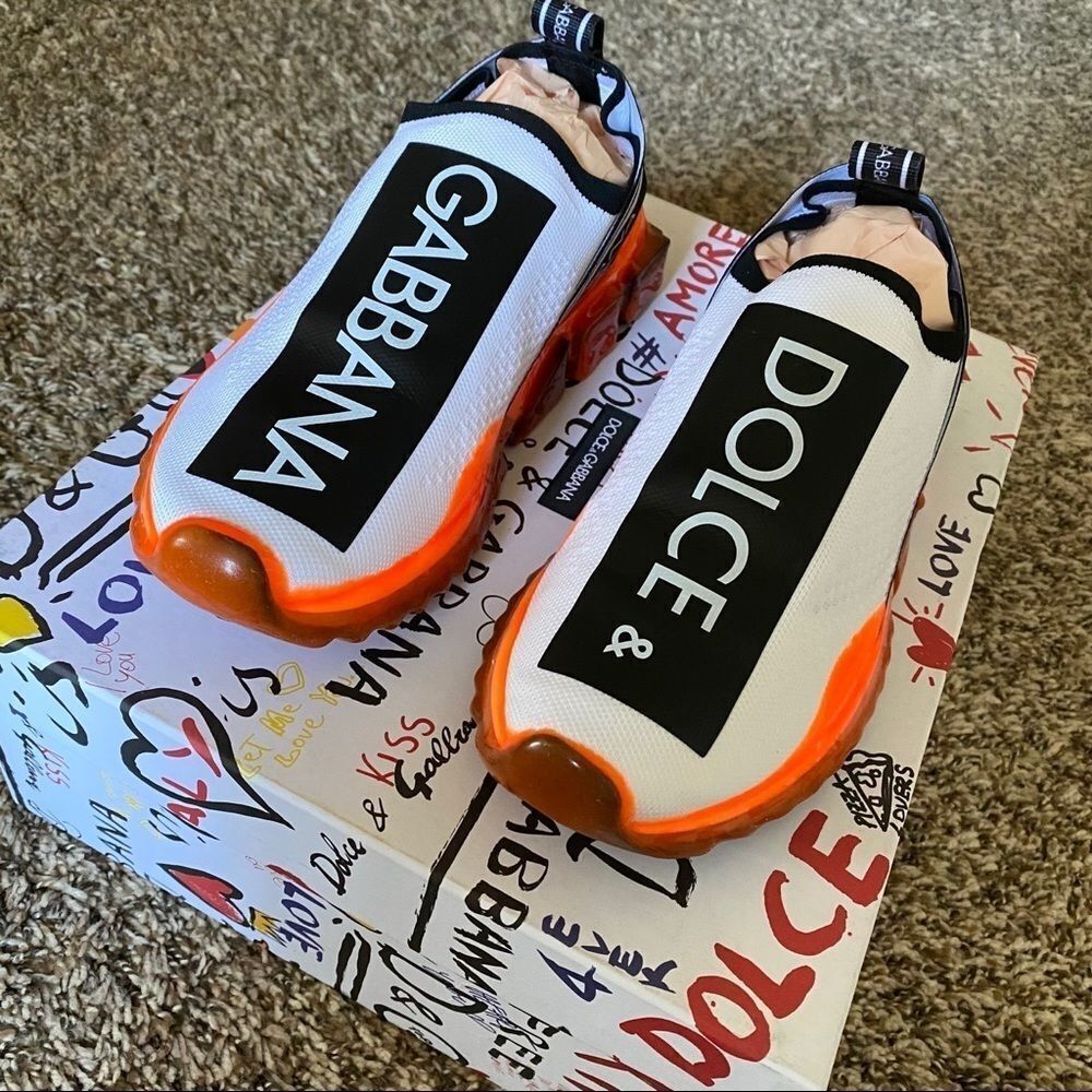 Limited-Edition D&G Dolce Gabbana White Orange Sorrento MELT Sneakers EU 39 NWT - Picture 14 of 15